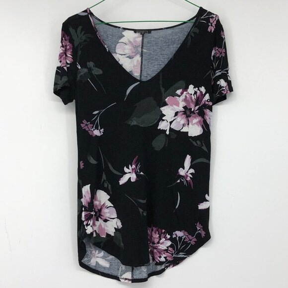 Dynamite black purple floral V-Neck casual t-shirt XS - Picture 12 of 12